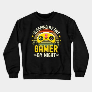 Sleeping Lover by Day Gamer By Night For Gamers Crewneck Sweatshirt